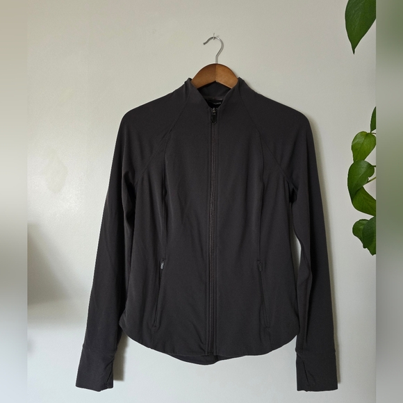 Athleta Jackets & Blazers - Athleta Womens M Full Zip Athletic Stretch Jacket Gray Zip Pockets